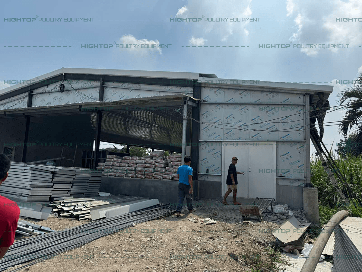 Equipment delivered to the customer’s steel structure poultry house.