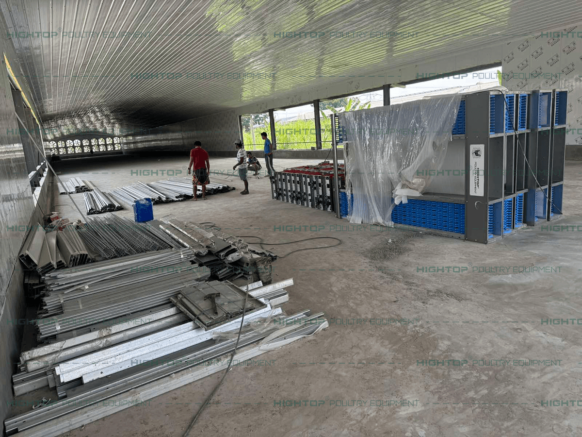 Installation of HIGHTOP poultry farming equipment.